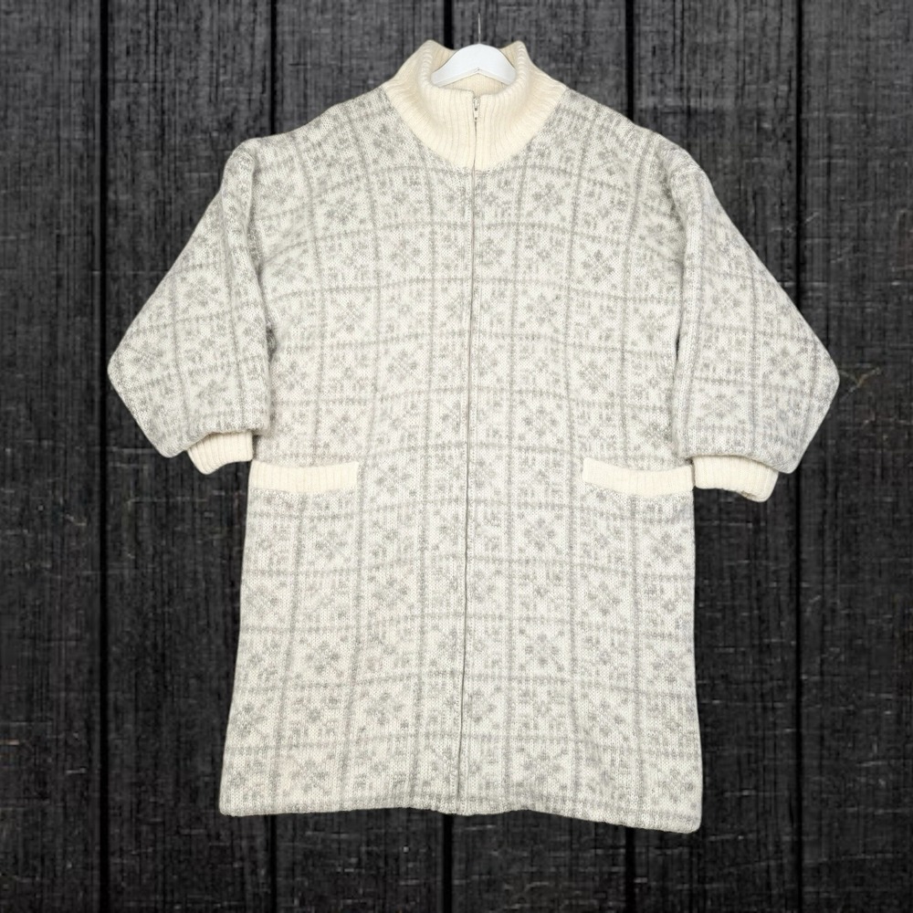 VTG 80S LES KNIT LTD ICELANDIC WOOL FULL-ZIP SWEATER Jacket - M fits XL